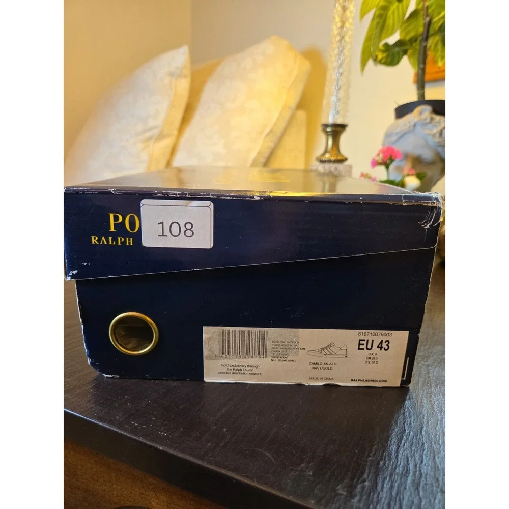 Polo Ralph Lauren Men's Camilo Suede Trim Trainers Blue/Gold Size 10D NEW! $170